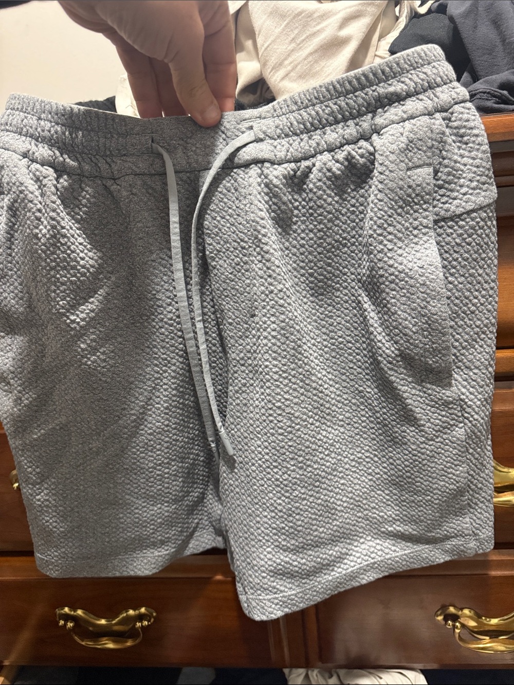 Lululemon Men's Light Gray Textured Drawstring Shorts